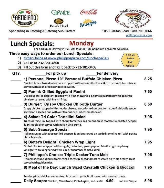 Philippo's Pizza - Clark, NJ menu_pic