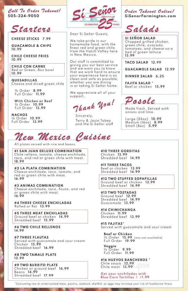 Si Senor - Farmington, NM menu_pic