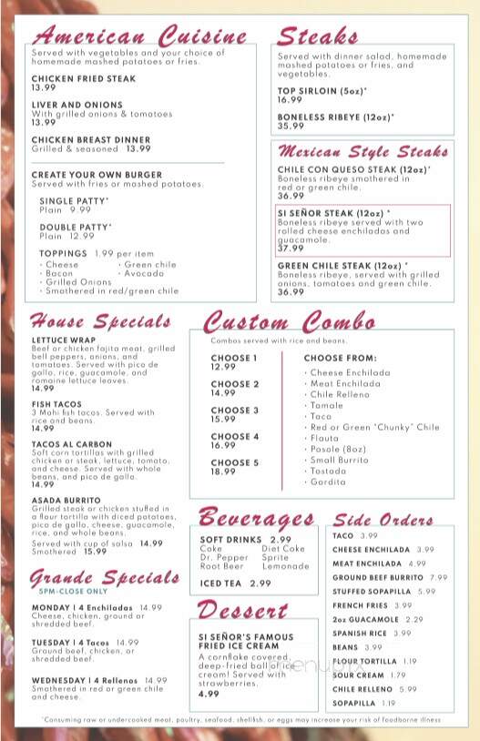Si Senor - Farmington, NM menu_pic