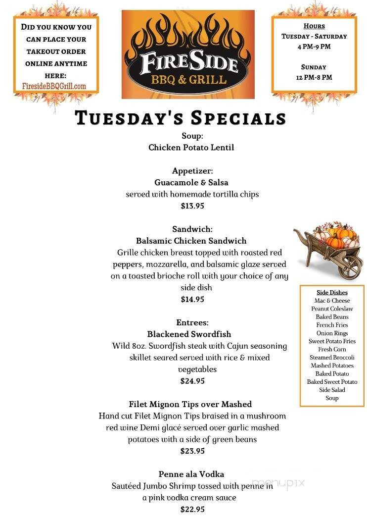Fireside Barbecue & Grill - Salt Point, NY menu_pic