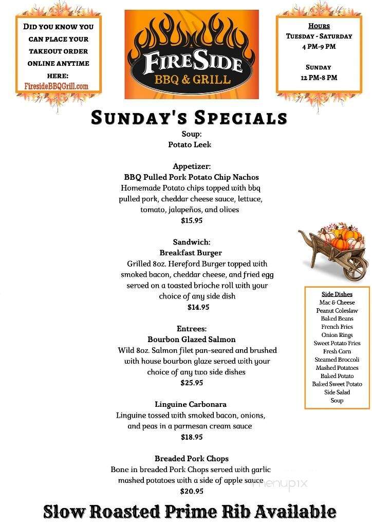 Fireside Barbecue & Grill - Salt Point, NY menu_pic