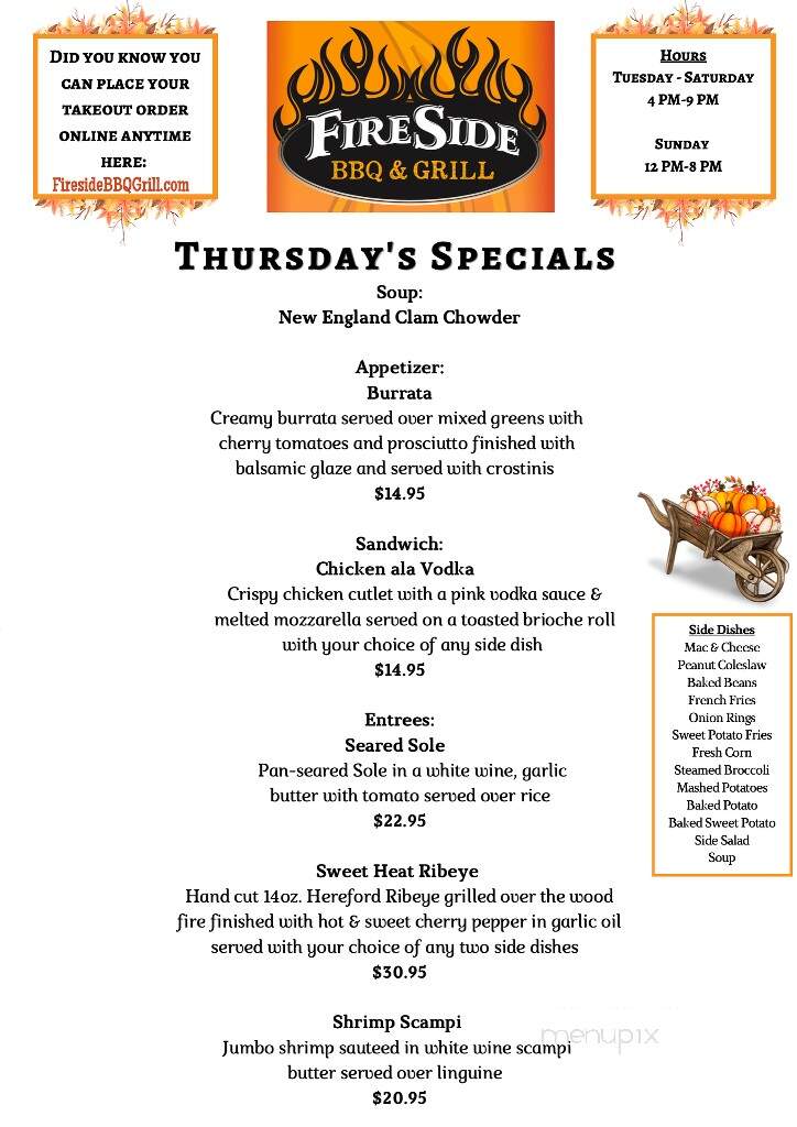 Fireside Barbecue & Grill - Salt Point, NY menu_pic