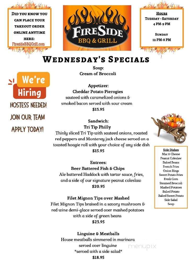 Fireside Barbecue & Grill - Salt Point, NY menu_pic