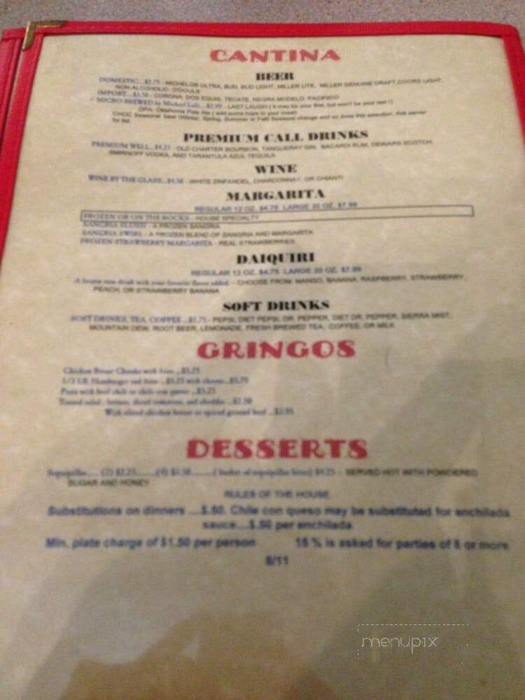 Online Menu of Ricardos Mexican Restaurant, Tulsa, OK