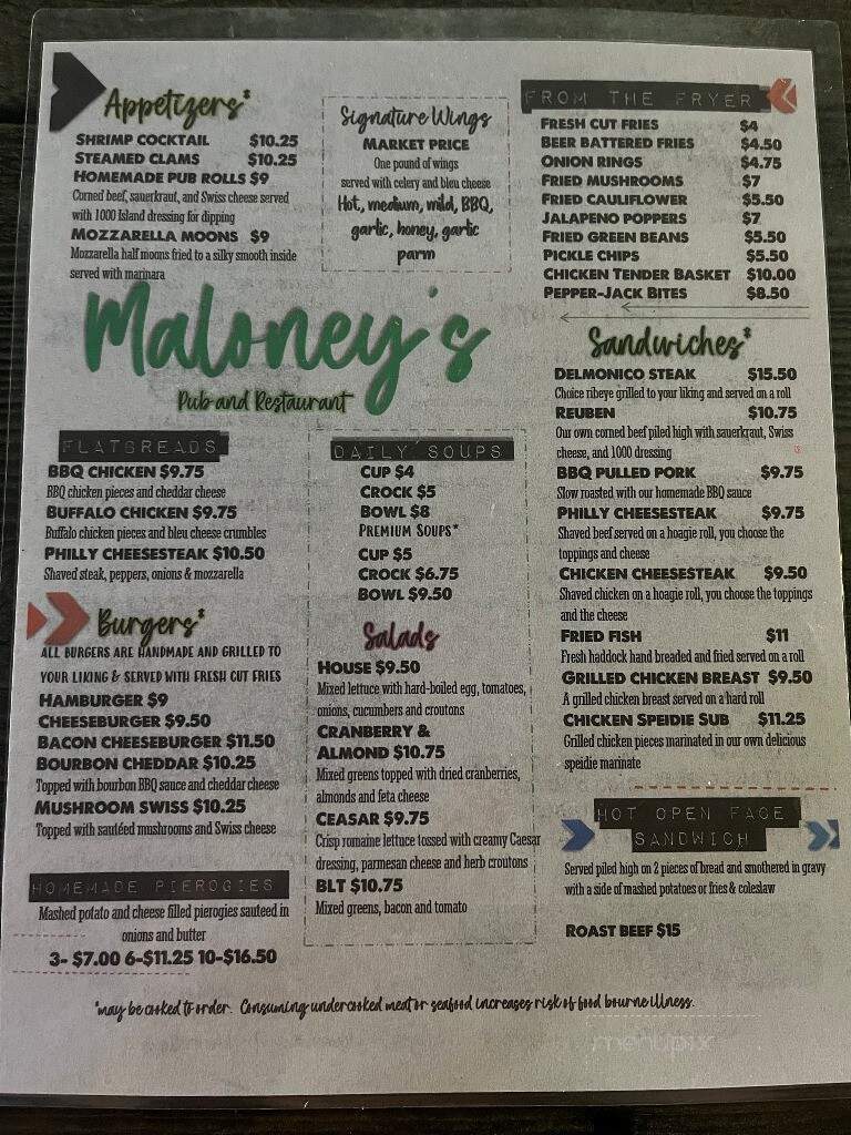 Maloney's - Hallstead, PA menu_pic