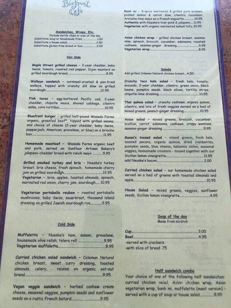 Bluefront Cafe - Sturgeon Bay, WI menu_pic