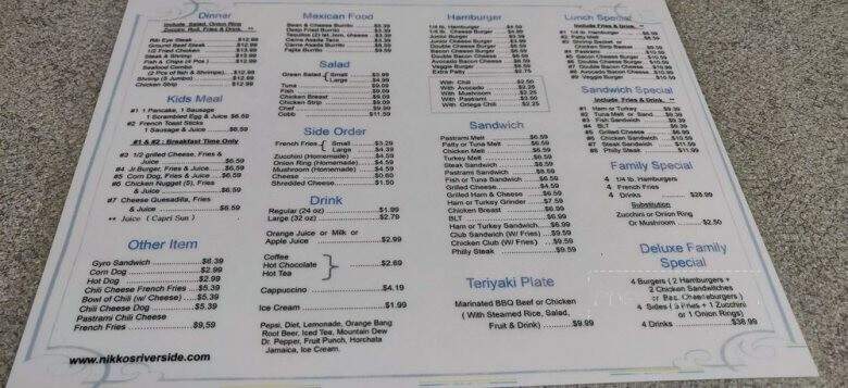 Nikko's Burgers - Riverside, CA menu_pic