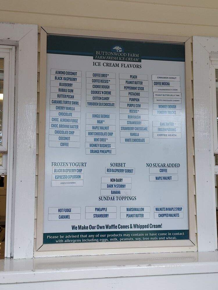 Buttonwood Farm Ice Cream - Voluntown, CT menu_pic