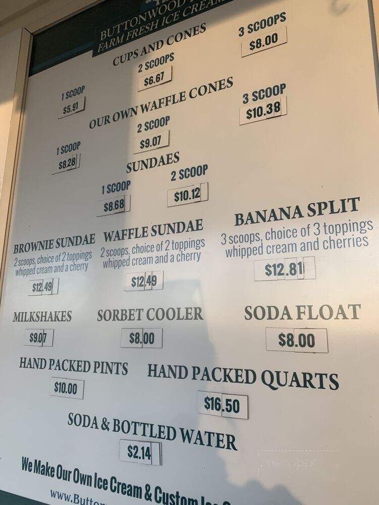 Buttonwood Farm Ice Cream - Voluntown, CT menu_pic