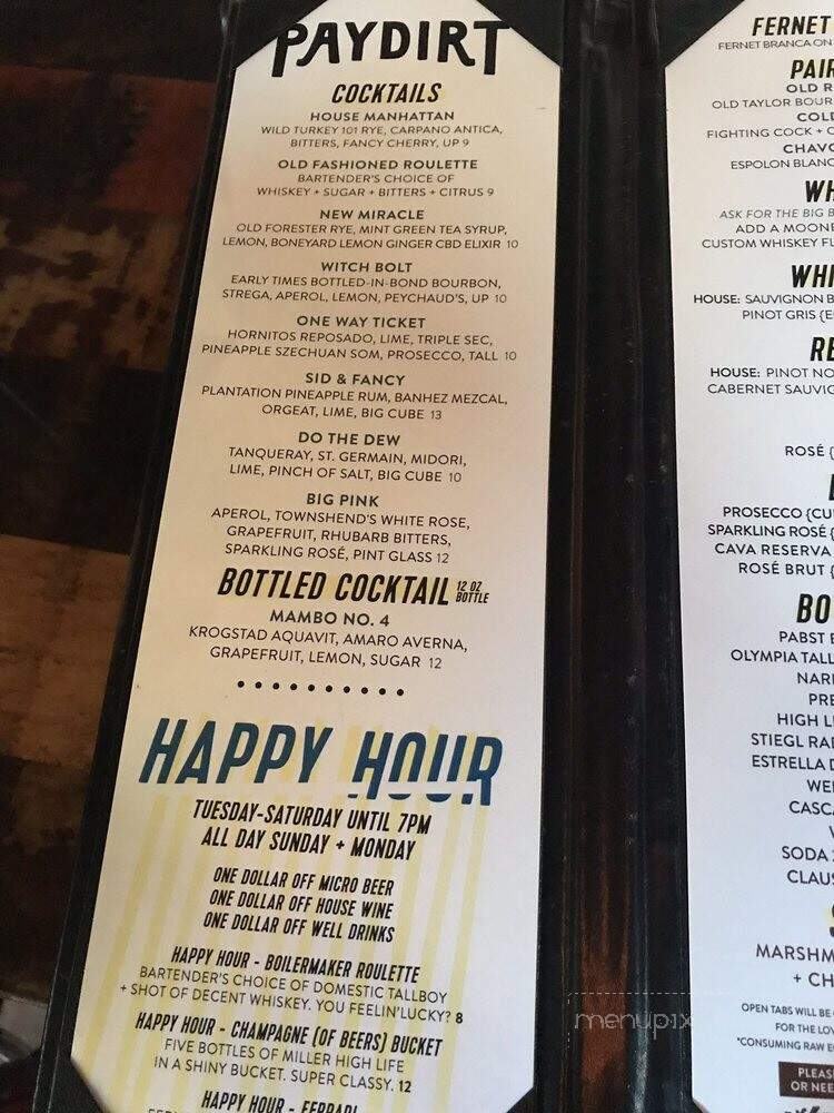 Paydirt - Portland, OR menu_pic