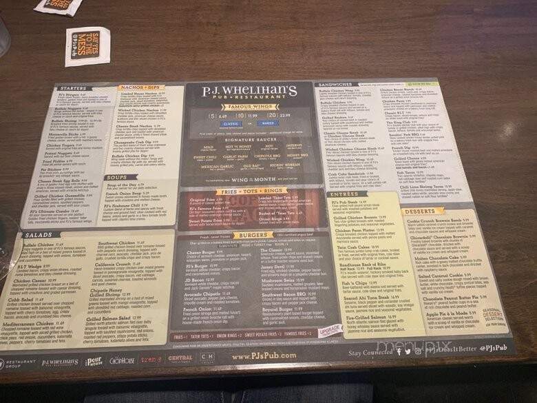 P.J. Whelihan's Pub & Restaurant - Oaks, PA menu_pic
