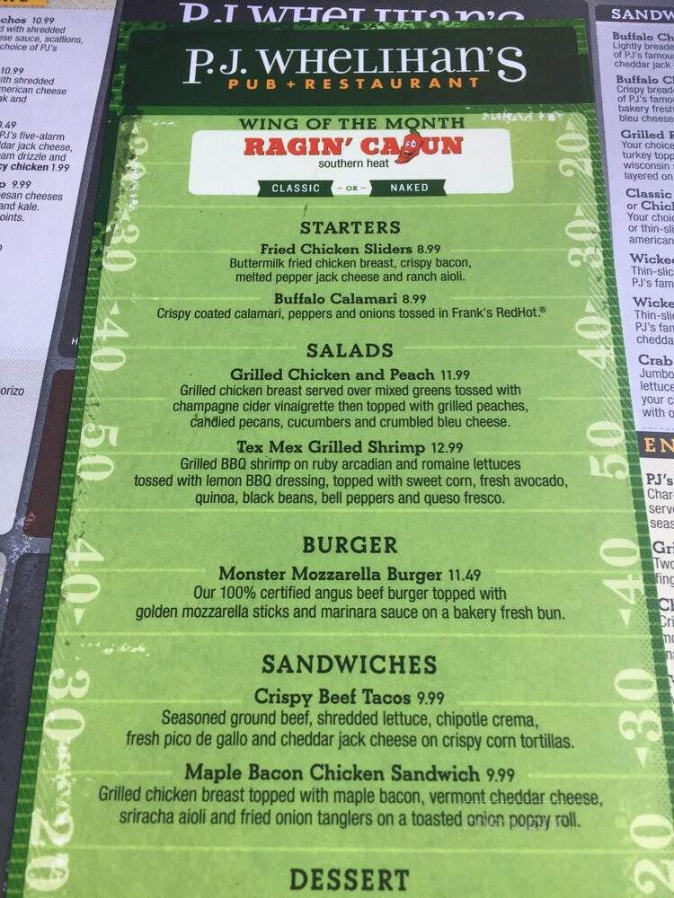 P.J. Whelihan's Pub & Restaurant - Oaks, PA menu_pic