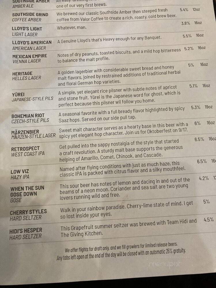 Arches Brewing - Hapeville, GA menu_pic