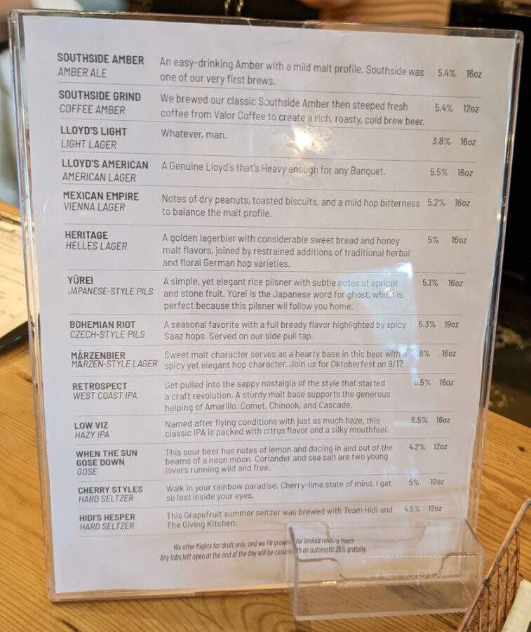 Arches Brewing - Hapeville, GA menu_pic