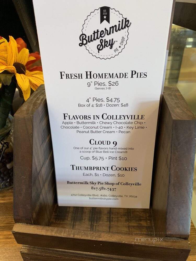 Buttermilk Sky Pie Shop - Colleyville, TX menu_pic