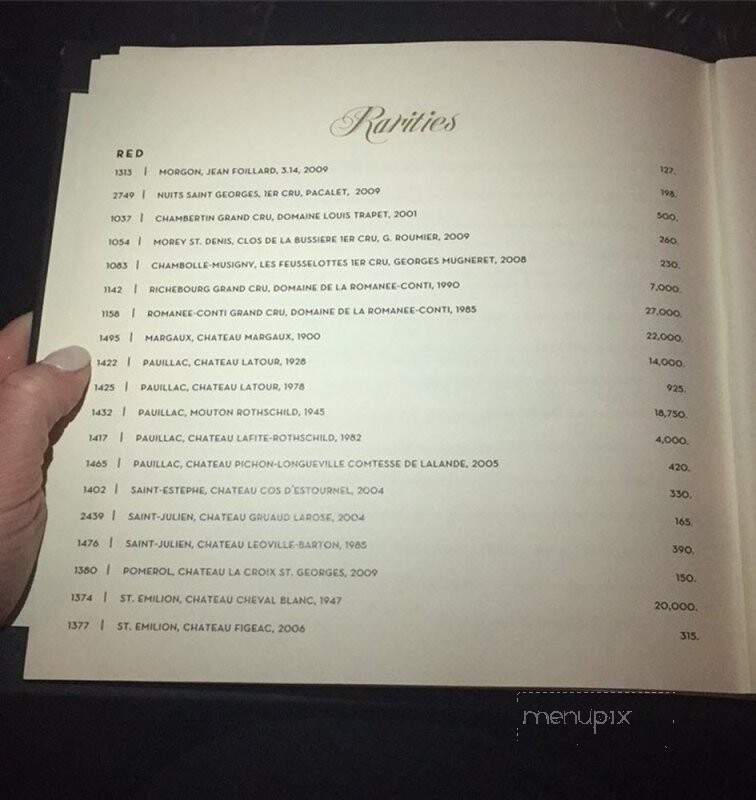 Rarities - New York, NY menu_pic