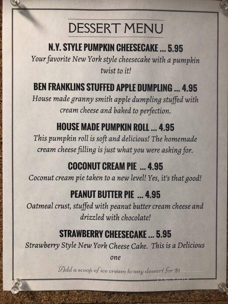 Ben Franklins Taproom, Grille & Bottle Shop - New Castle, PA menu_pic