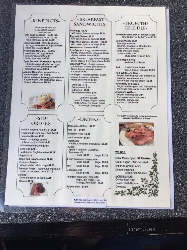 Annoulas Diner - Woodbury, CT menu_pic