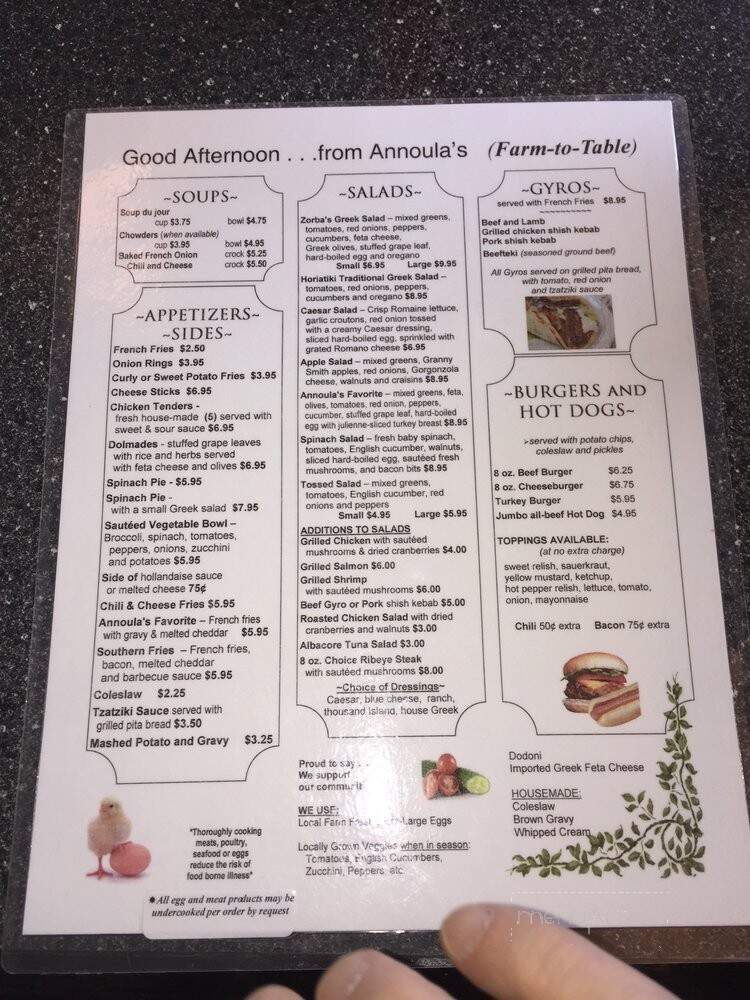 Annoulas Diner - Woodbury, CT menu_pic