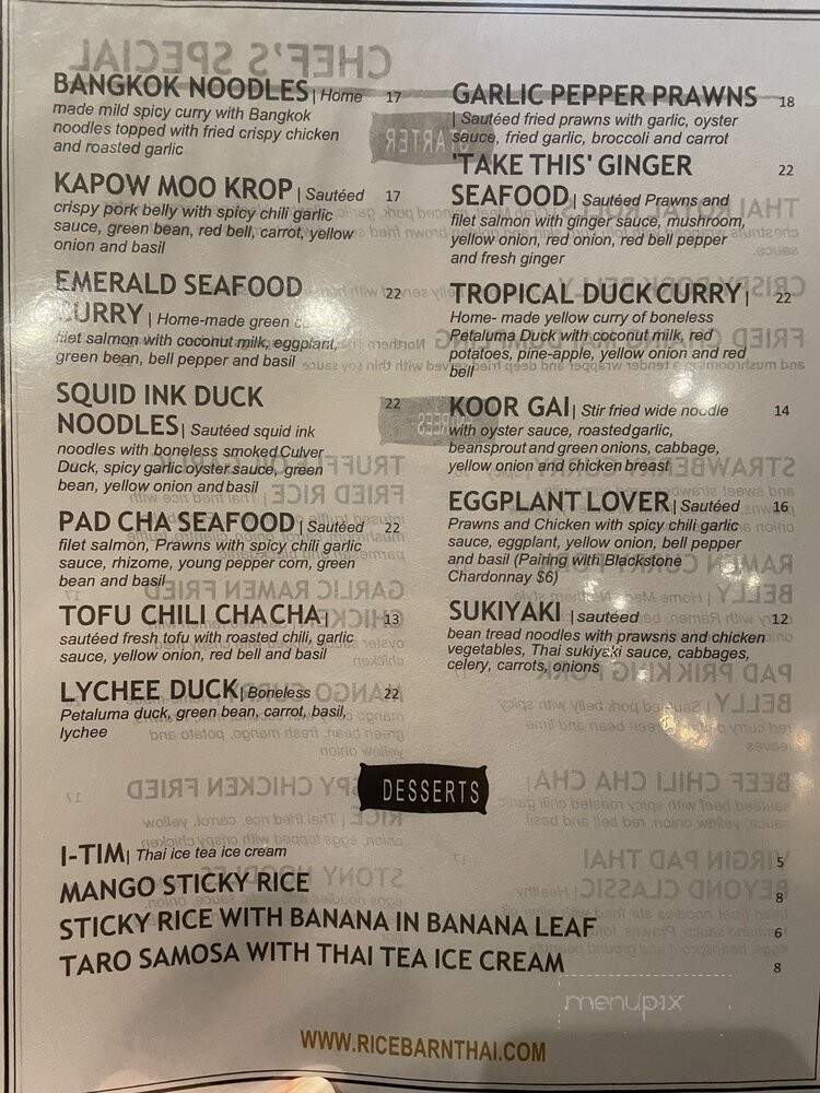 Rice Barn Thai Eatery & Wine Bar - Vacaville, CA menu_pic