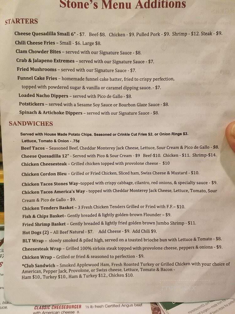Stones Bar & Grill - Harrington, DE menu_pic