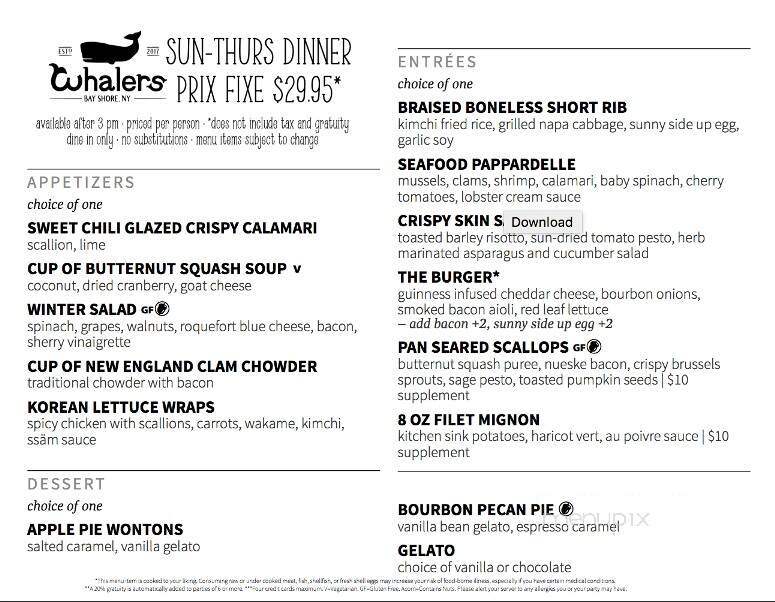 Whalers - Bay Shore, NY menu_pic