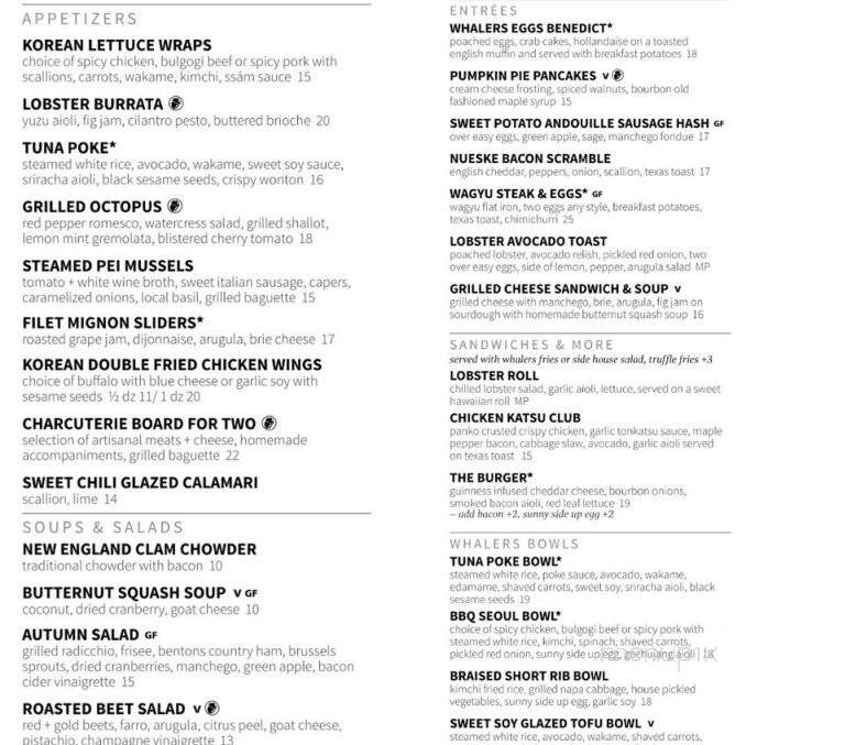 Whalers - Bay Shore, NY menu_pic