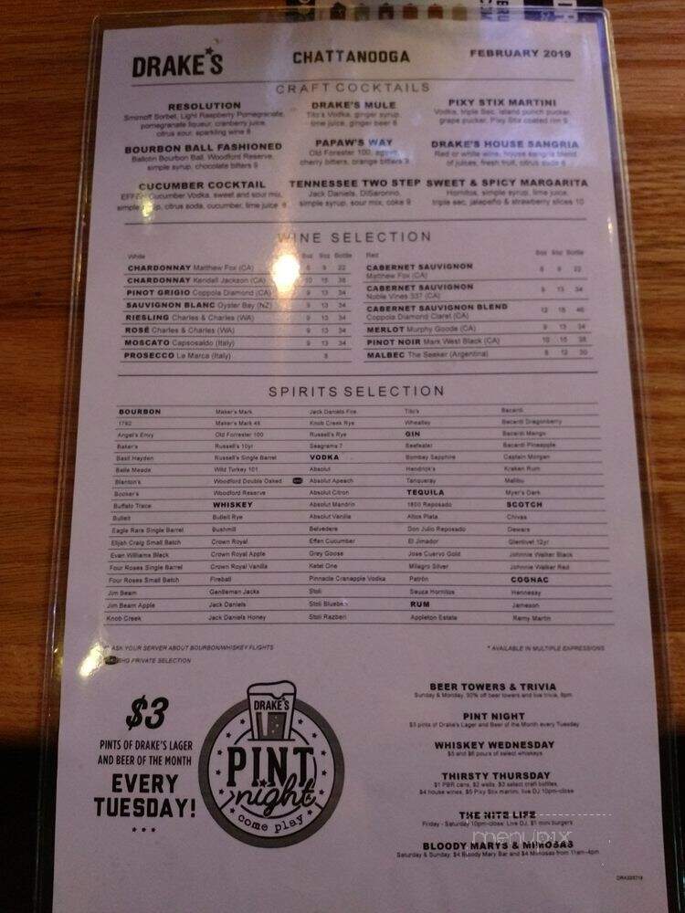 Drake's Chattanooga - Chattanooga, TN menu_pic