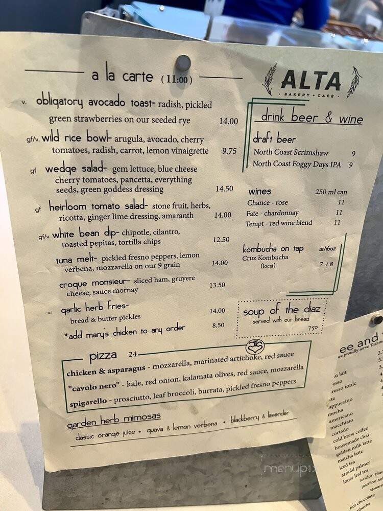 ALTA Bakery & Cafe - Monterey, CA menu_pic