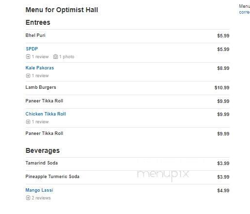 Optimist Hall - Charlotte, NC menu_pic