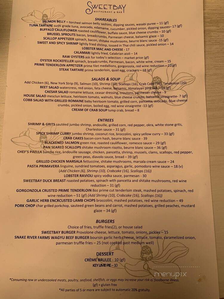SweetBay Restaurant & Bar - Leonardtown, MD menu_pic