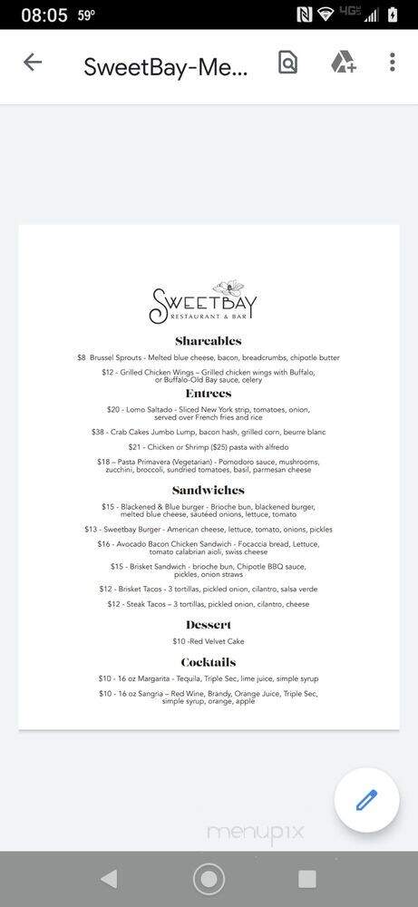 SweetBay Restaurant & Bar - Leonardtown, MD menu_pic