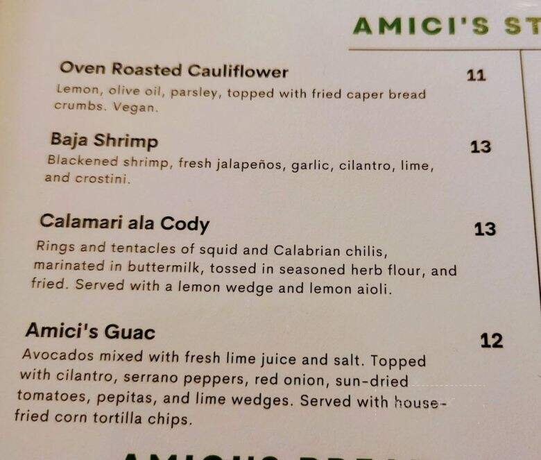 Amici's Kitchen and Living Room - Berkley, MI menu_pic