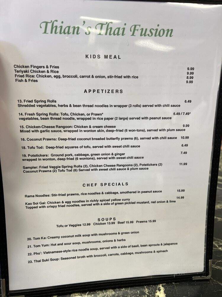 Thian's Thai Fusion - Ocean Shores, WA menu_pic