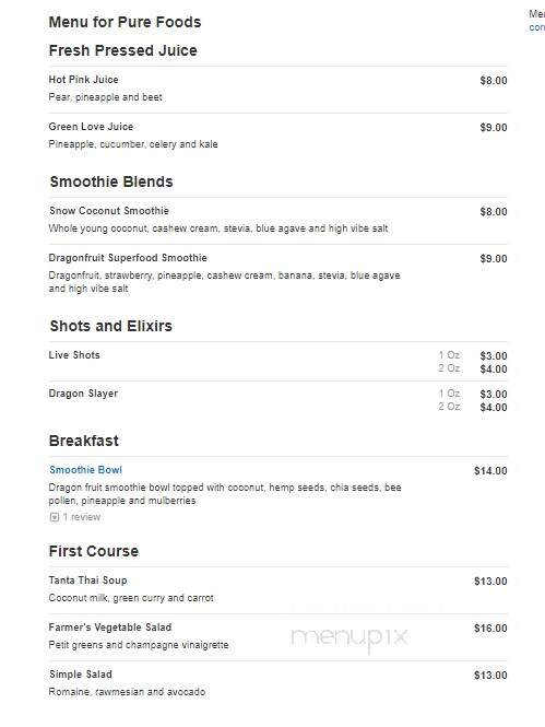 Pure Foods - Bristol, CT menu_pic