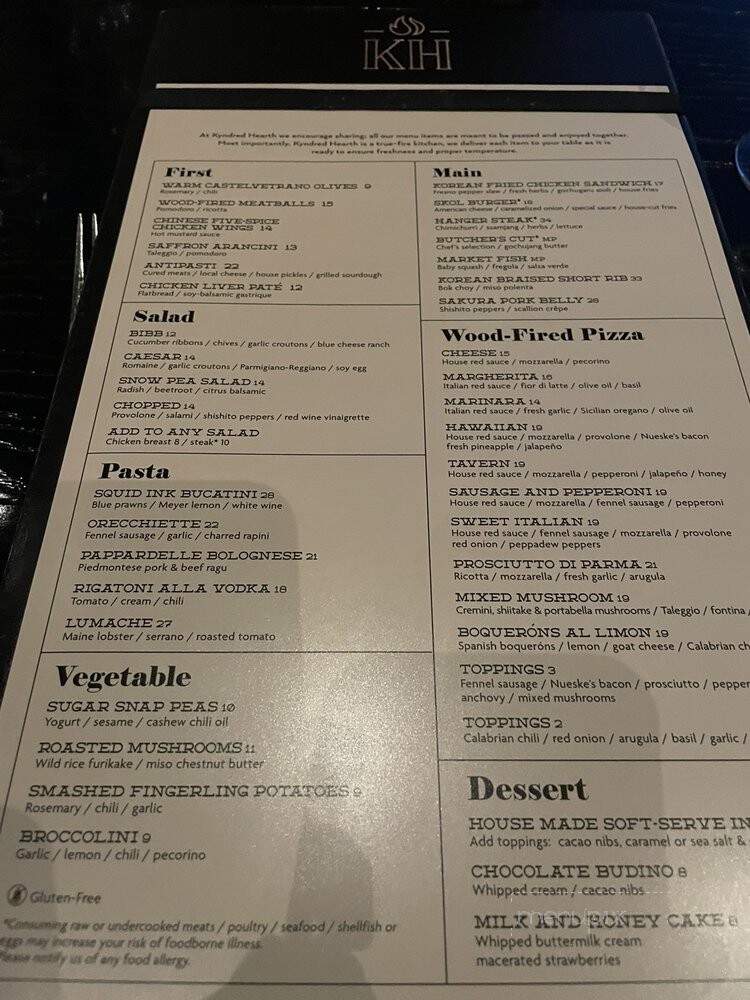 Kyndred Hearth - Eagan, MN menu_pic