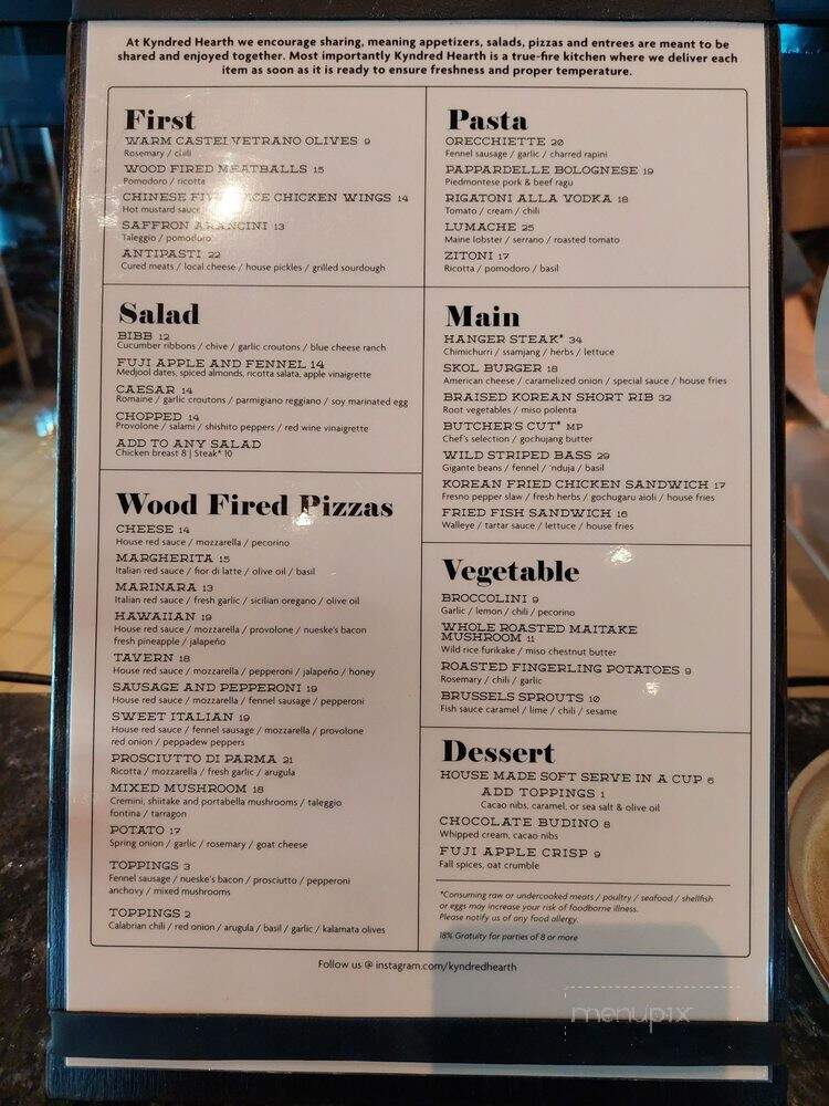 Kyndred Hearth - Eagan, MN menu_pic