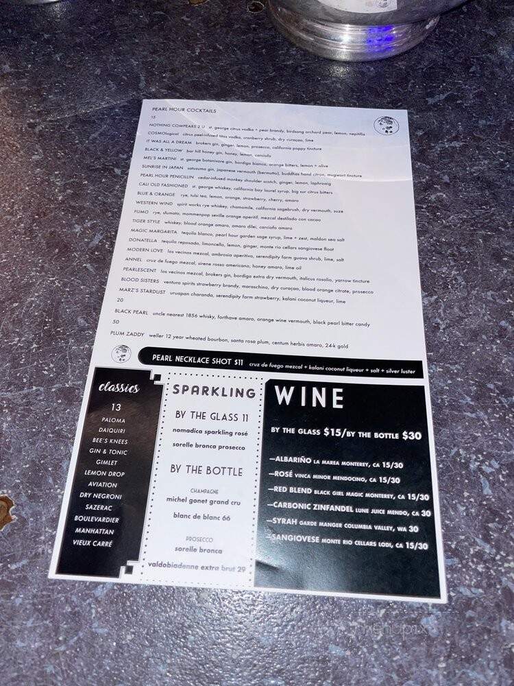 Pearl Hour - Monterey, CA menu_pic
