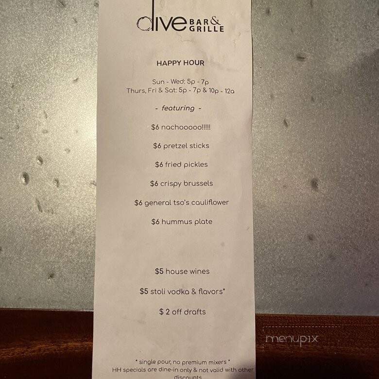 Dive Bar & Grille - Savage, MD menu_pic