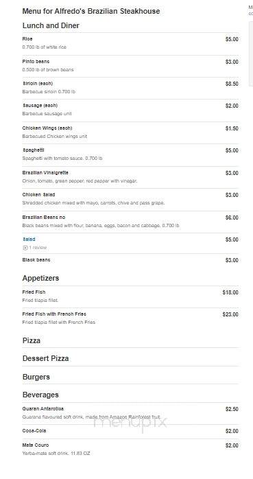 Alfredo's Brazilian Steakhouse - Delran, NJ menu_pic
