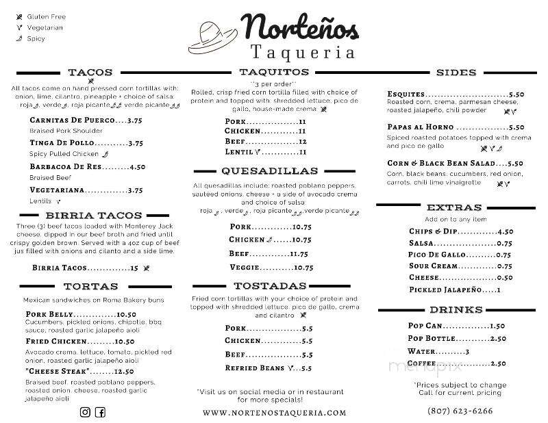Nortenos Taqueria - Thunder Bay, ON menu_pic