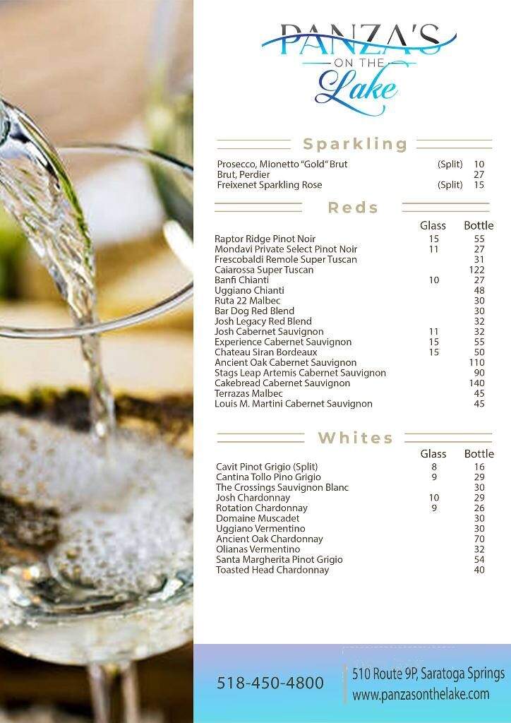 Panza's on the Lake - Saratoga Springs, NY menu_pic