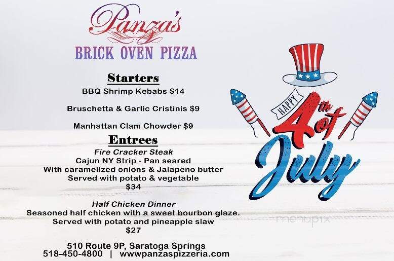 Panza's on the Lake - Saratoga Springs, NY menu_pic