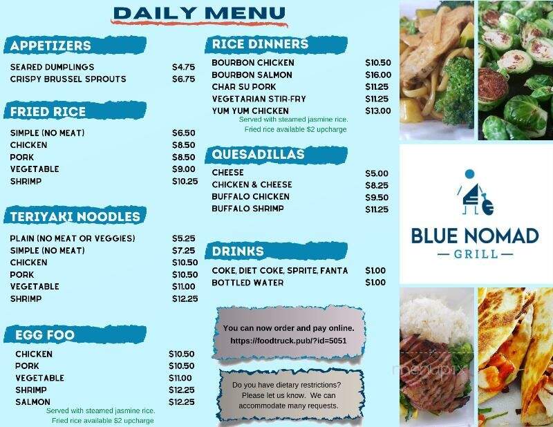 The Blue Nomad Grill - Carrollton, GA menu_pic