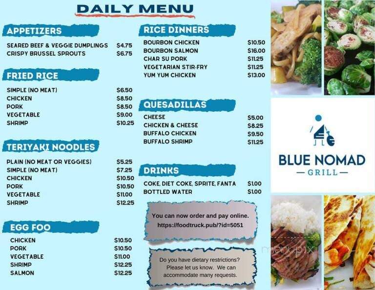 The Blue Nomad Grill - Carrollton, GA menu_pic