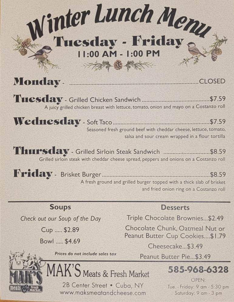 Mak's Meats & Cheese - Cuba, NY menu_pic