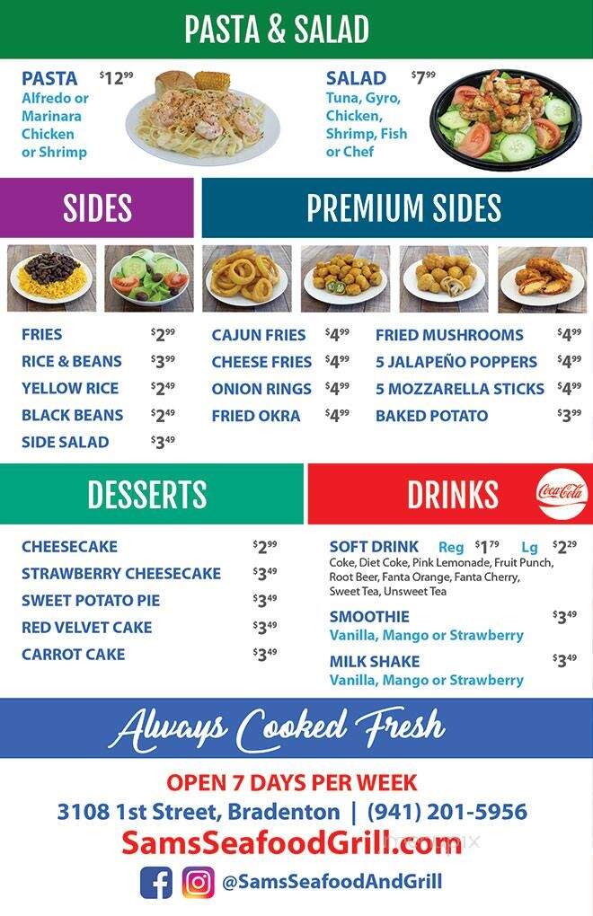 Sam's Seafood & Grill - Bradenton, FL menu_pic