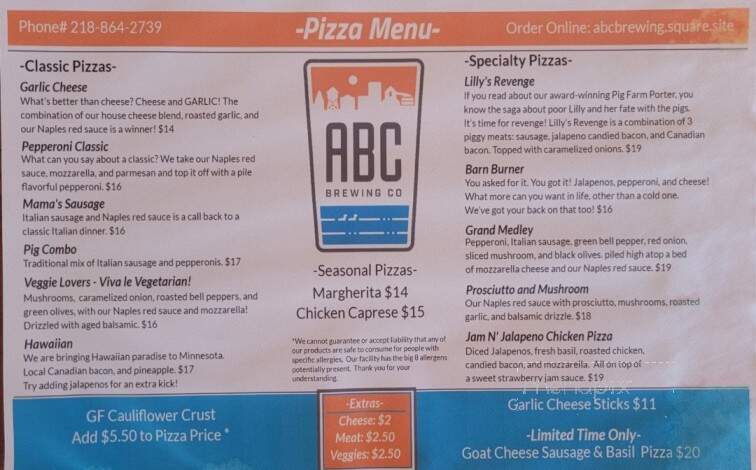ABC Brewing - Battle Lake, MN menu_pic