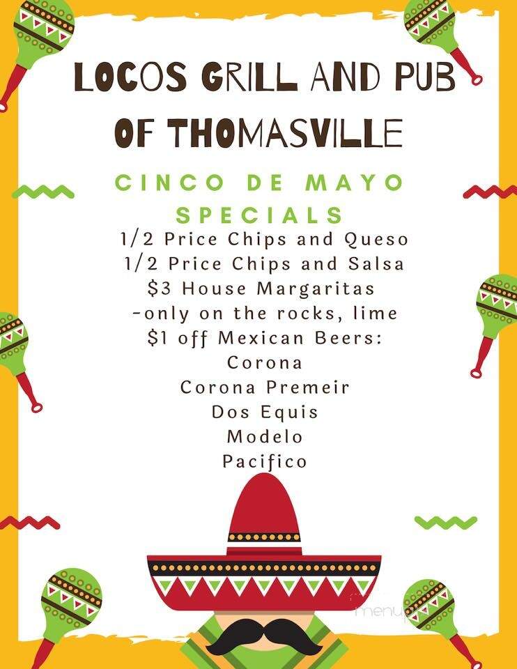 Locos - Thomasville, GA menu_pic