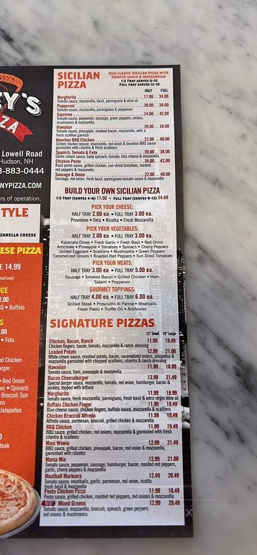 Mickey's NY Pizza - Derry, NH menu_pic